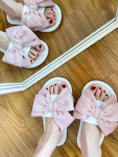 Damen Schicke Hausschuhe mit großem Schleifen-Design Fudus