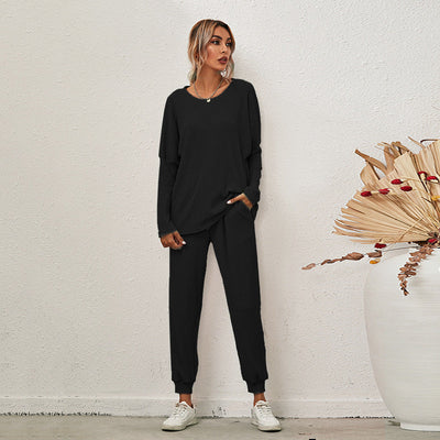 Damen Relaxed-Fit Loungeanzug mit elastischem Bund und praktischen Taschen Fudus