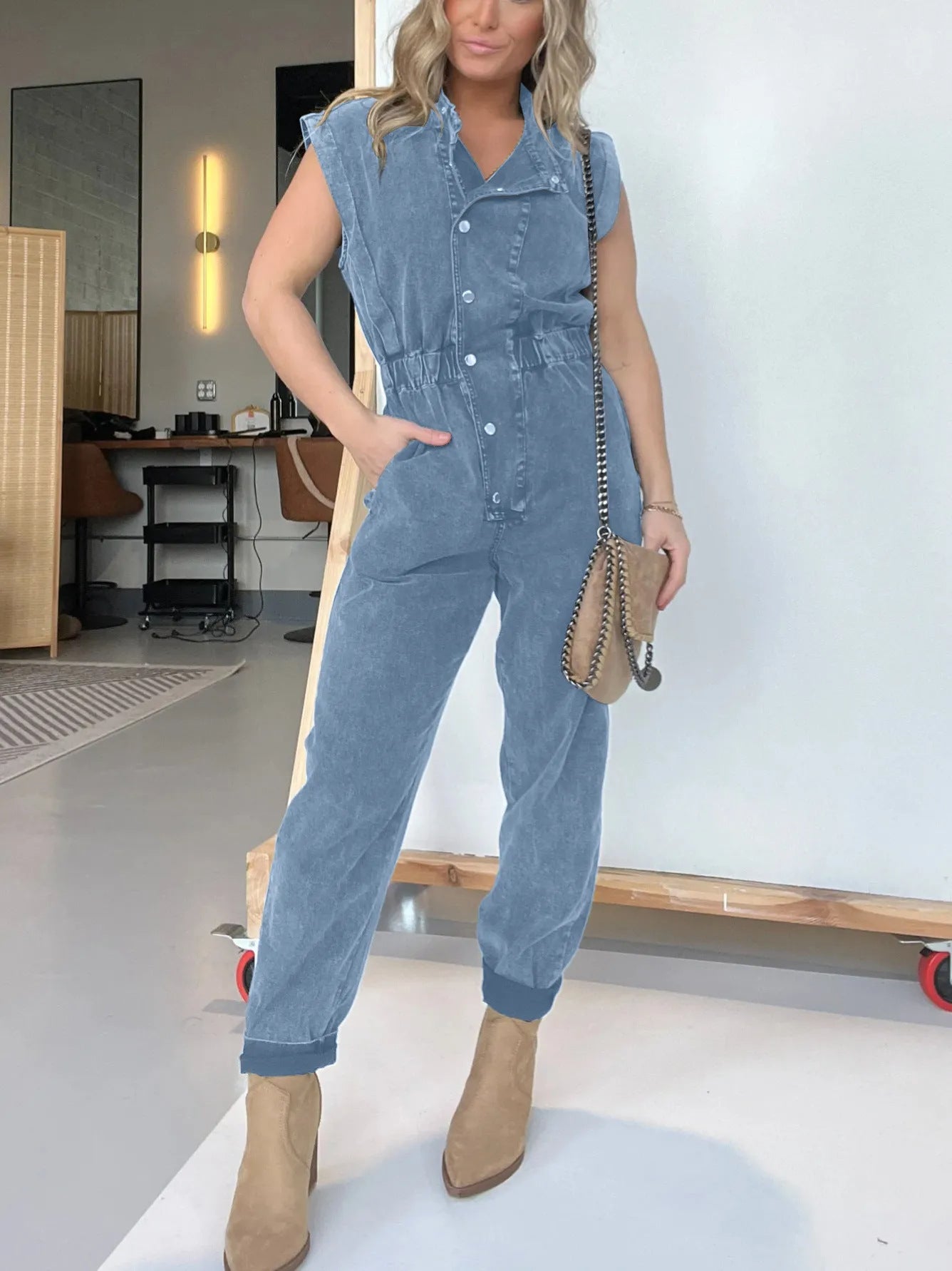 Damen Overall im modernen Utility-Stil Fudus