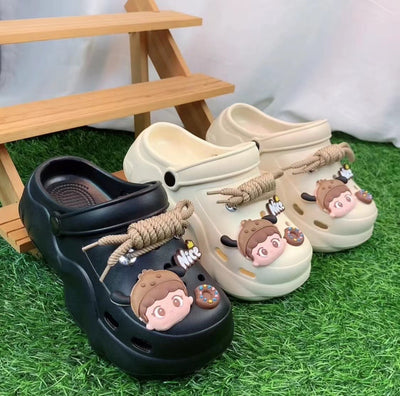 Damen Verspielte Clogs mit 3D-Motiv und modischer Schnürung Fudus