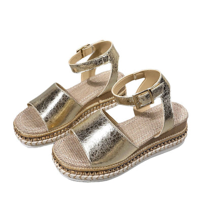 Damen modische Plateau-Sandalen mit eleganten Riemen und rutschfester Sohle Fudus