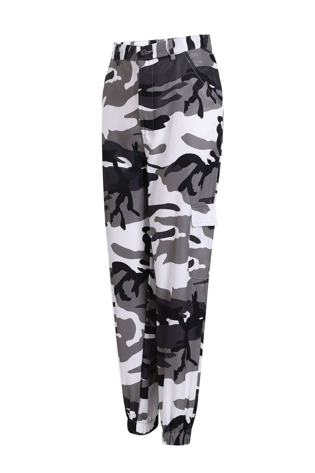 Damen Cargohose im modernen Camouflage-Stil mit elastischem Bund und Taschen Fudus