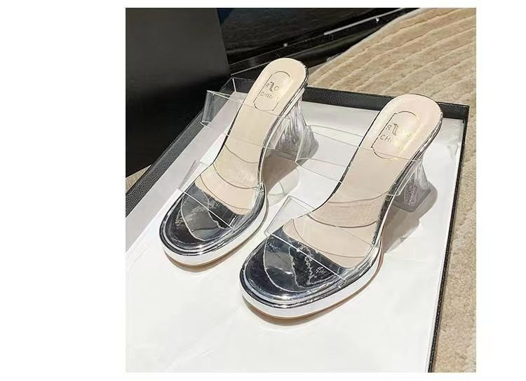 Damen Transparente High Heels mit ausgefallenem Blockabsatz und modischem Design Fudus