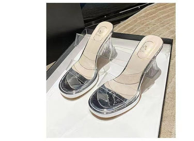 Damen Transparente High Heels mit ausgefallenem Blockabsatz und modischem Design Fudus