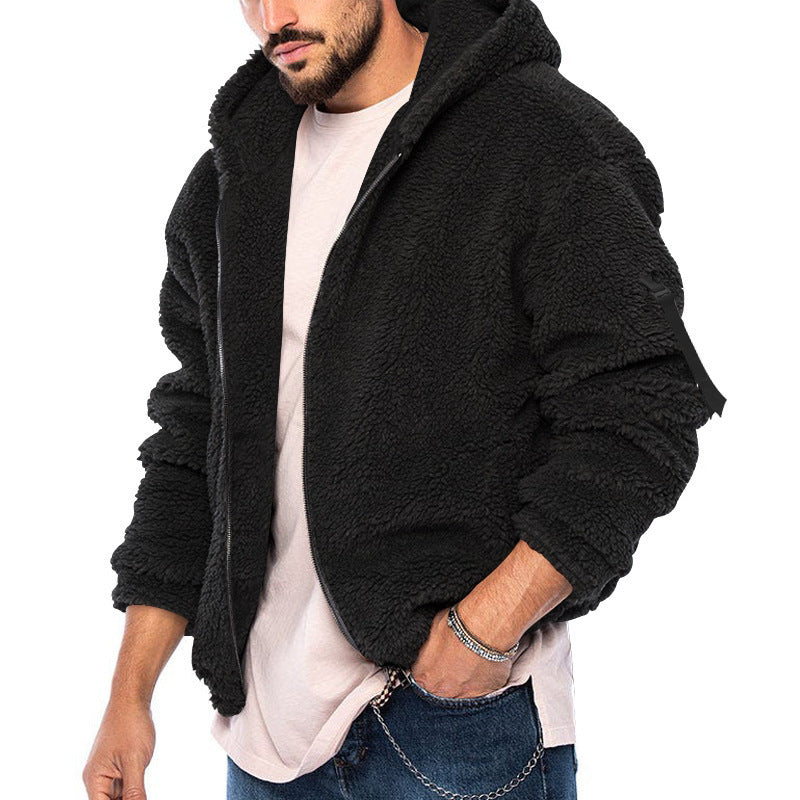 Herren Teddy-Fleece-Jacke mit Kapuze Fudus