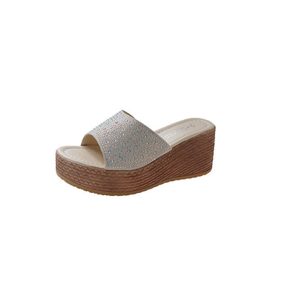 Damen Wedge-Sandalen mit funkelndem Strass und komfortablem Fußbett Fudus