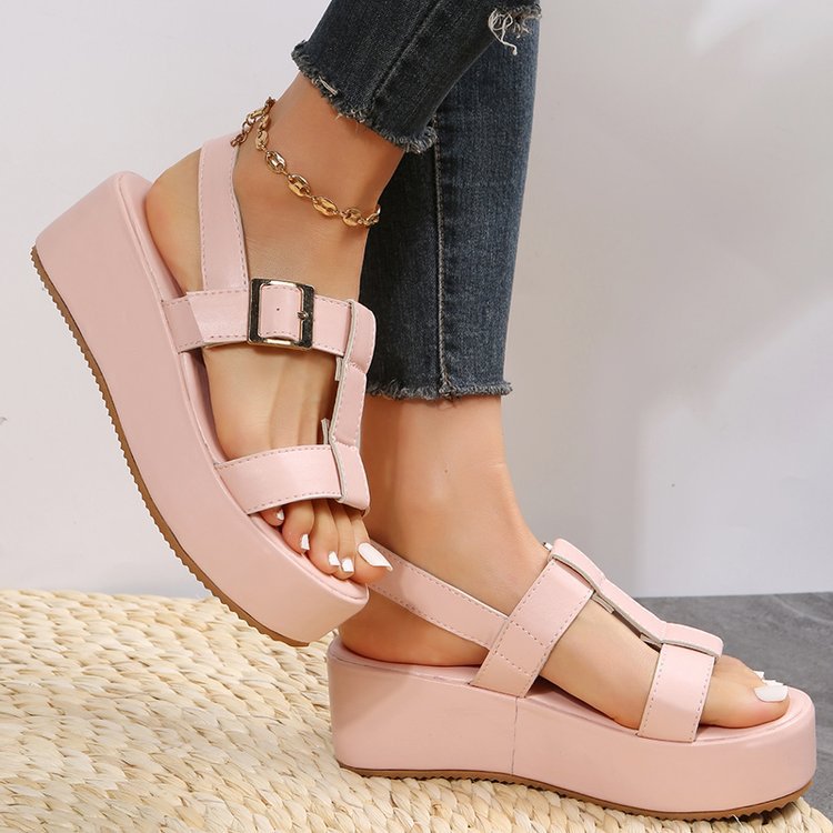 Damen Wedge-Sandalen mit adjustable Schnallen und robustem Plateau Fudus