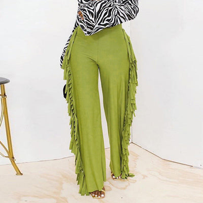 Damen Palazzo-Hose mit fransigen Details Fudus