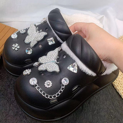 Damen Komfortable und luxuriöse Clogs mit glamourösem Schmuckdetail und weichem Futter Fudus