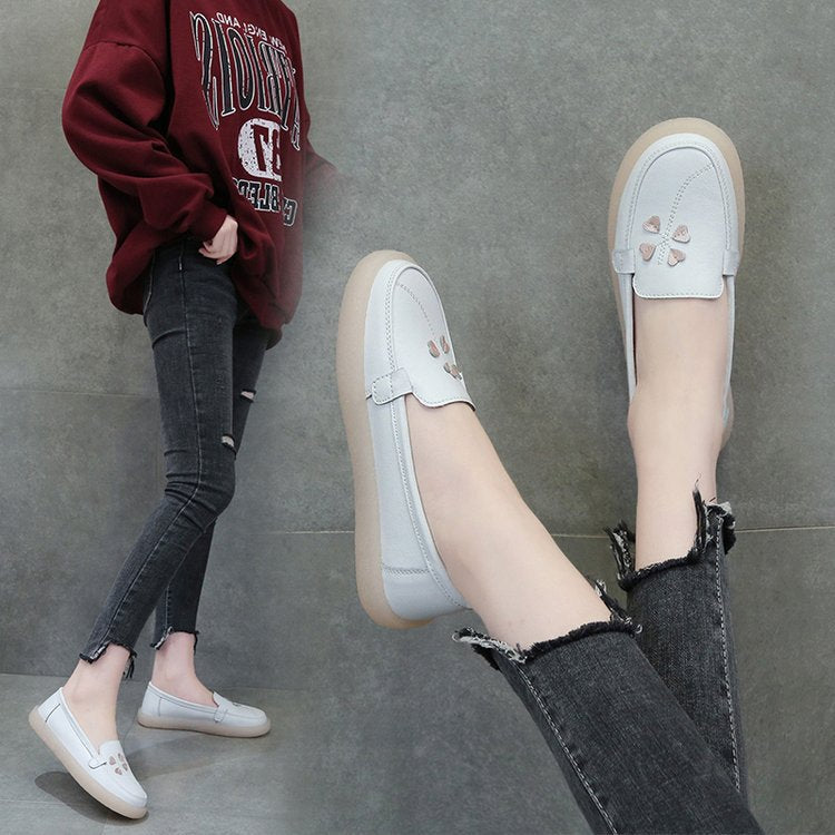 Damen Slip-On Mokassins mit herzförmigem Design aus Kunstleder Fudus