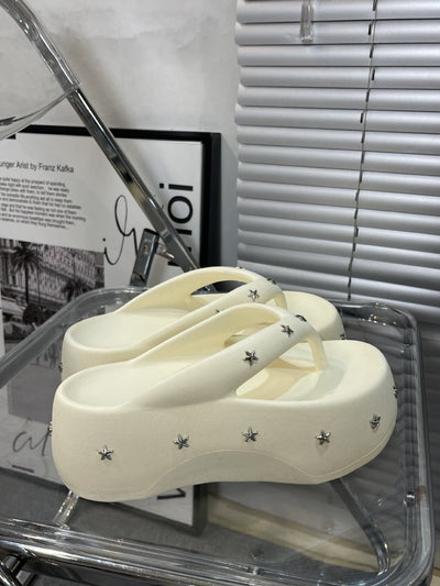 Damen Komfortable Flip-Flops mit dekorativem Sternen Schmuck Fudus