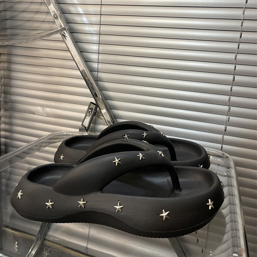 Damen Flip-Flops mit stilvollen Sternenapplikationen Fudus