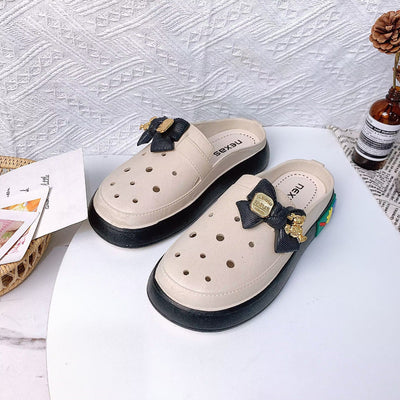 Damen modische Clogs mit elegantem Schleifen-Akzent und rutschfester Sohle Fudus