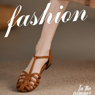 Damen elegante Flachsandalen mit verstellbarem Riemen und modischem Schnitt Fudus