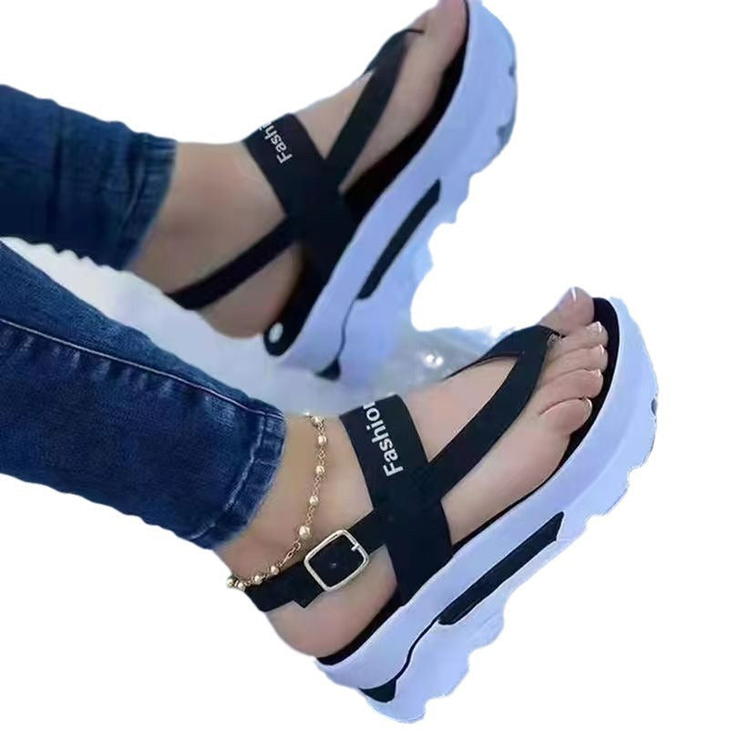 Damen modische Plateau Sandalen mit verstellbarem Riemen und rutschfester Sohle Fudus