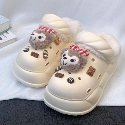 Damen Plüschgefütterte Modeclogs mit süßen Tiermotiven Fudus