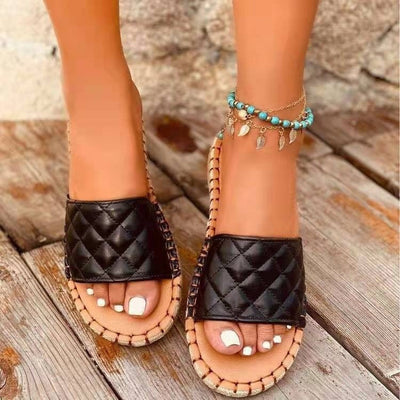 Damen Quilted Slipper-Sandalen mit anatomischem Fußbett und rutschfester Sohle Fudus