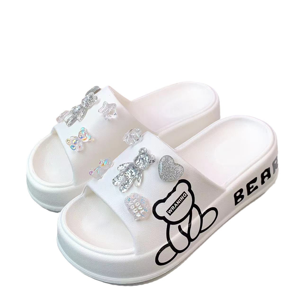 Damen Freizeit-Slipper mit tierischem Motiv und funkelnden Applikationen Fudus