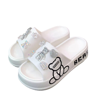 Damen Freizeit-Slipper mit tierischem Motiv und funkelnden Applikationen Fudus