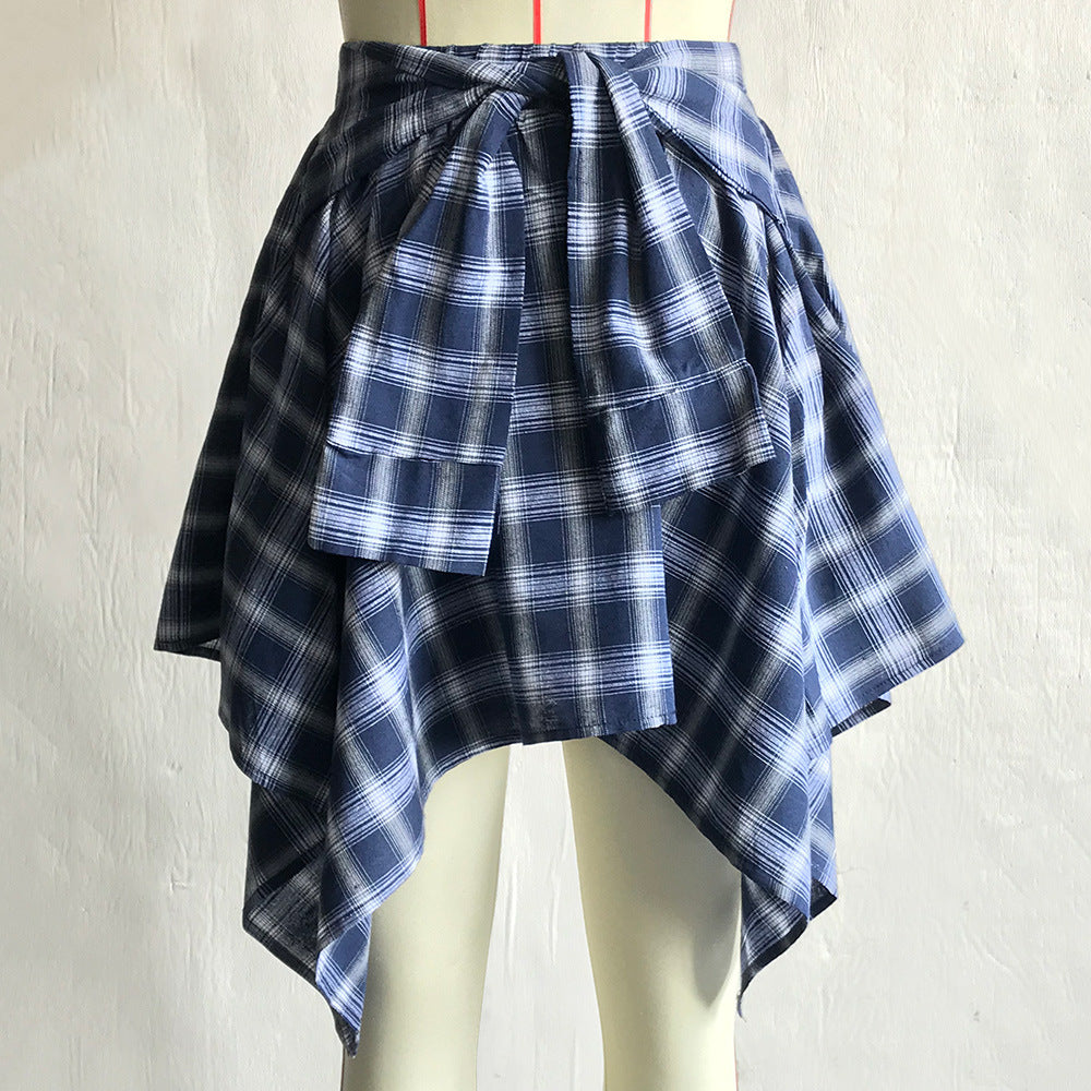 Damen Wickelrock mit ausgefallenem asymmetrischem Schnitt und eleganter Schleifen-Detail Fudus