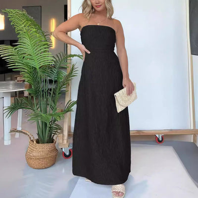 Damen Maxikleid mit schmalem, gerafftem Oberteil und asymmetrischem Saum Fudus