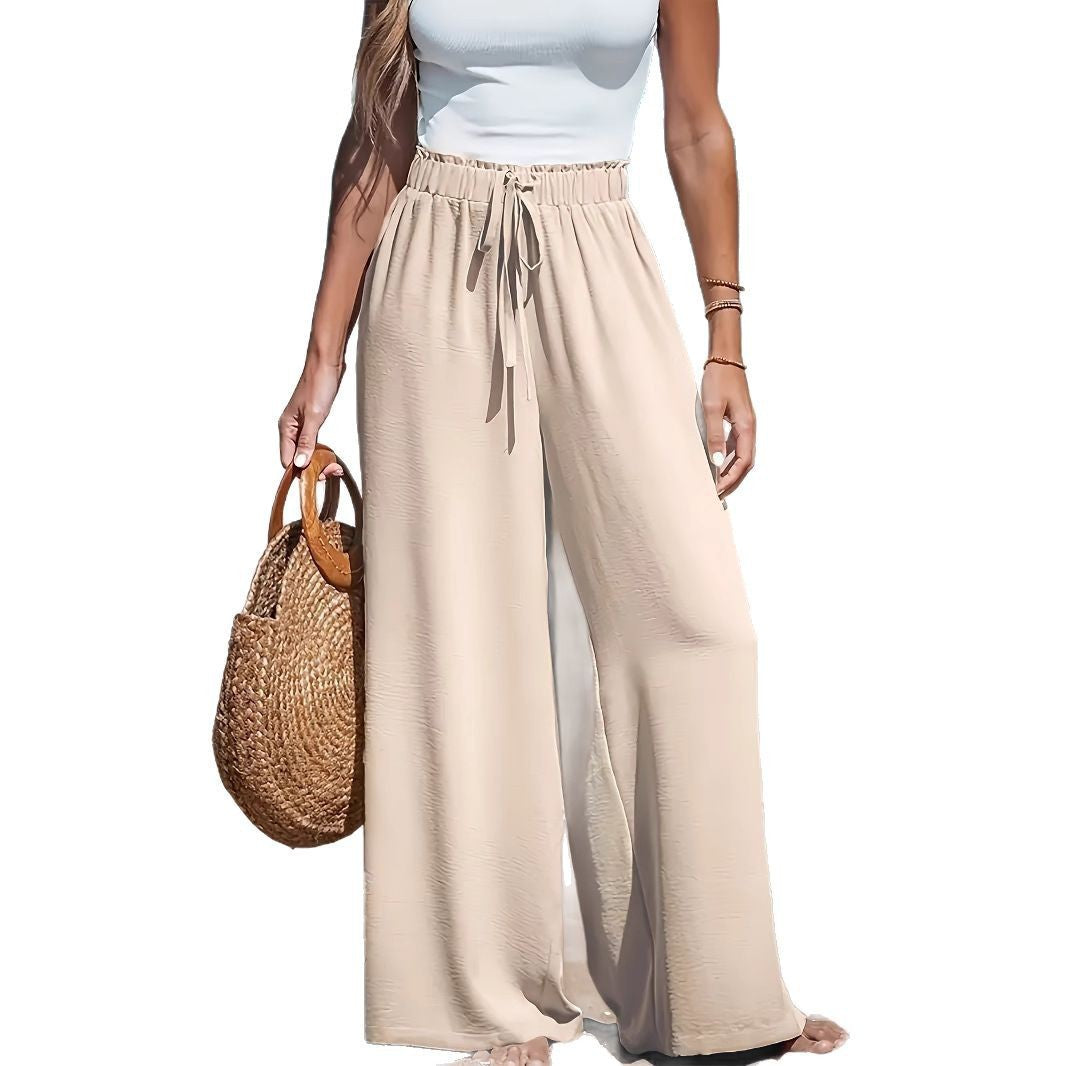 Damen Weite Sommerhose mit elastischem Bund und Bindegürtel Fudus