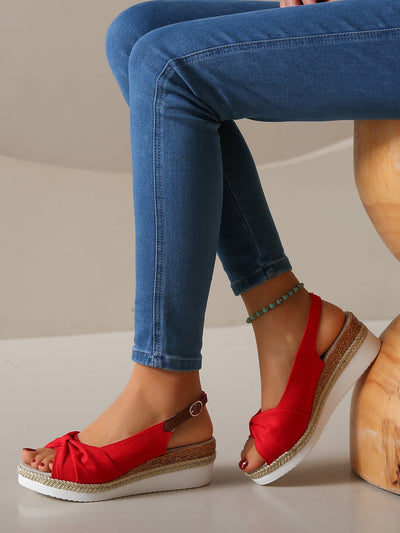 Damen Wedge-Sandalen mit elegantem Knoten-Design und rutschfester Sohle Fudus
