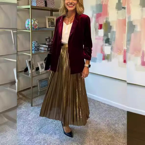 Damen glamouröser Samt Blazer Fudus