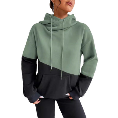 Damen Hoodie mit künstlerischem Farbblockdesign Fudus