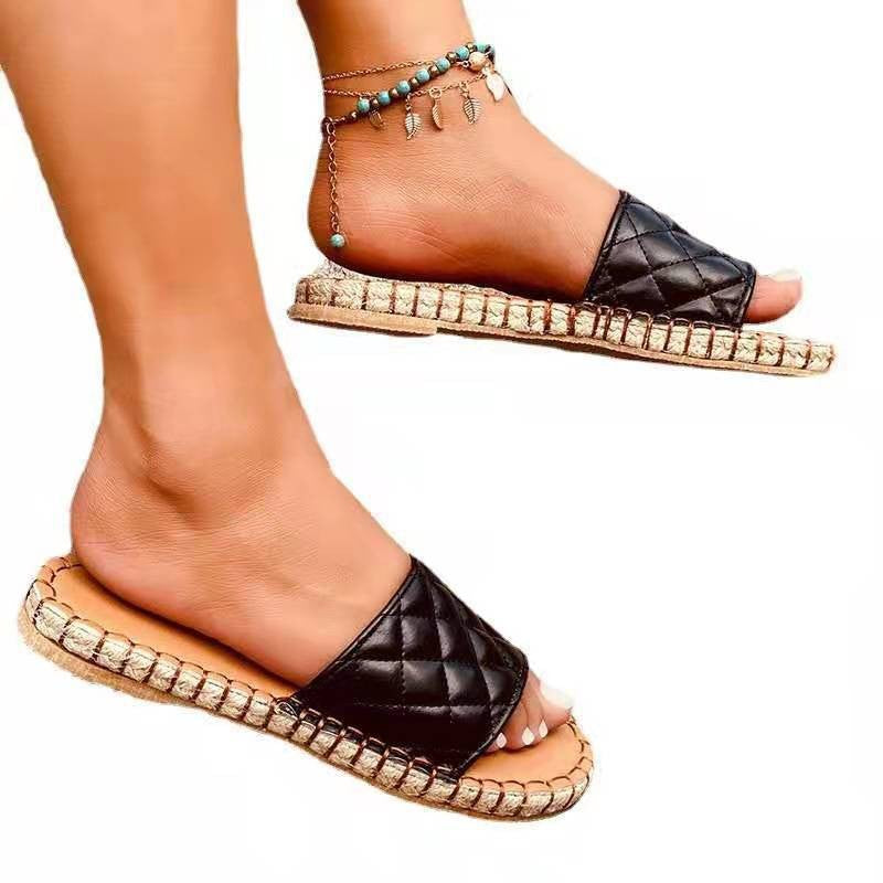 Damen Quilted Slipper-Sandalen mit anatomischem Fußbett und rutschfester Sohle Fudus