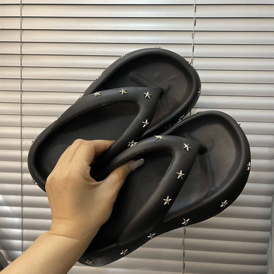 Damen Flip-Flops mit stilvollen Sternenapplikationen Fudus