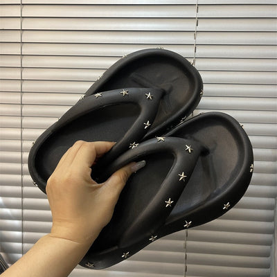 Damen Flip-Flops mit stilvollen Sternenapplikationen Fudus