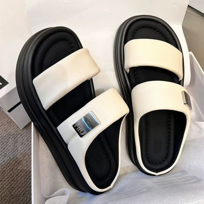 Damen Komfortable Plateau-Sandalen mit breiten Riemen und ergonomischem Fußbett Fudus