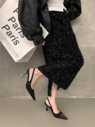 Damen Slingback Pumps mit eleganter spitz zulaufender Silhouette und glitzerndem Obermaterial Fudus