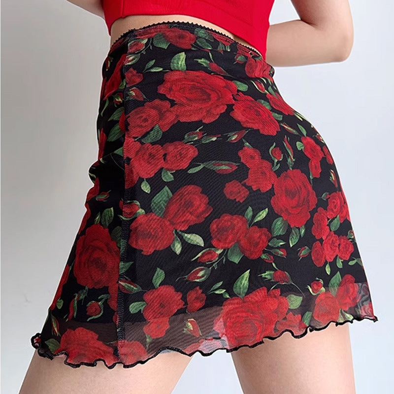 Damen Miniröcke mit floralem Design Fudus