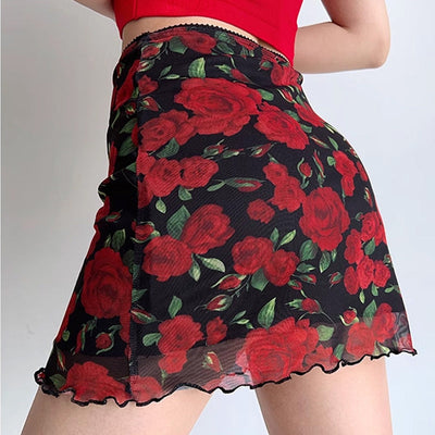 Damen Miniröcke mit floralem Design Fudus