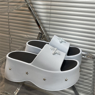 Damen Plattform-Pantoletten mit modischen Sternenverzierungen und komfortablem Fußbett Fudus