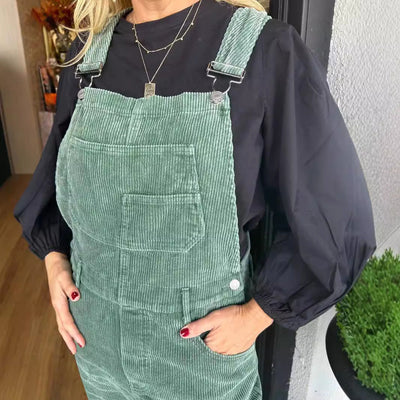 Damen Latzhose mit weiten Beinen und Destroyed-Details Fudus