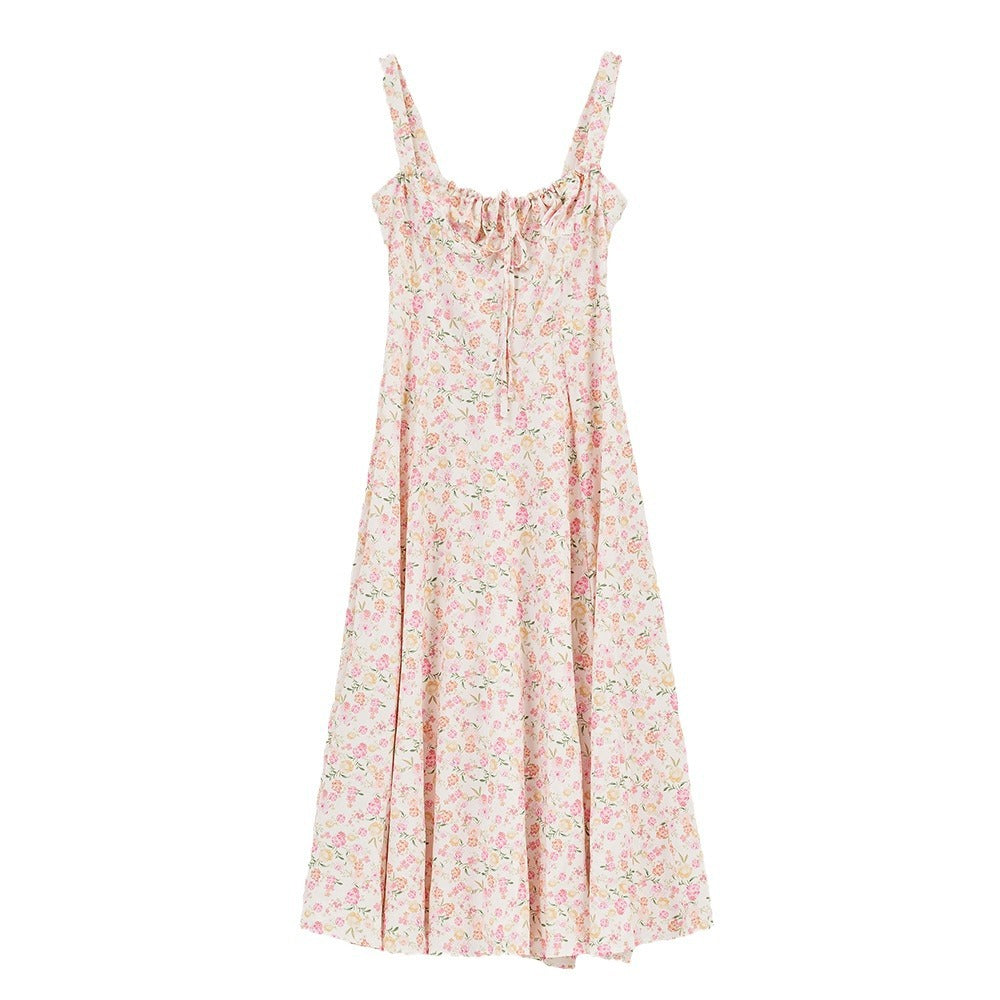 Damen Midikleid mit floralen Mustern und dekorativen Rüschen Fudus