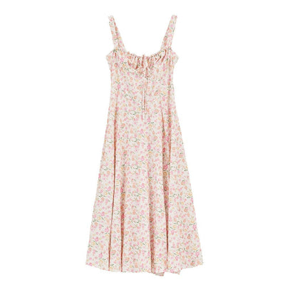 Damen Midikleid mit floralen Mustern und dekorativen Rüschen Fudus