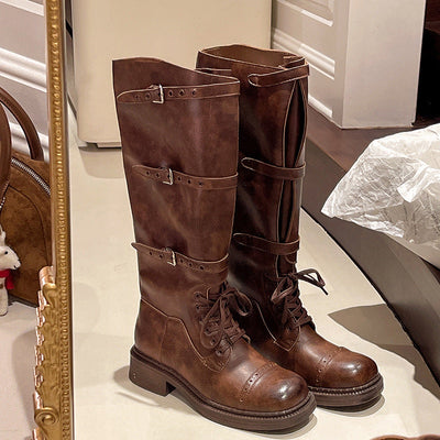 Damen Stiefel im robusten Design mit verstellbaren Schnallen und rutschfester Sohle Fudus