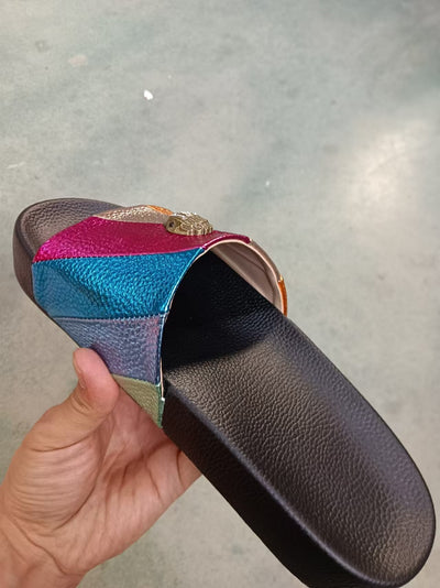 Damen Trendige Riemensandalen mit schimmerndem Obermaterial und bequemem Fußbett Fudus