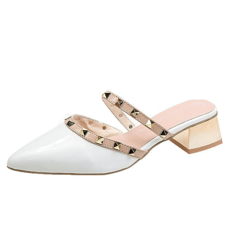 Damen Slingback-Pumps mit modischem Spitzen-Design und schimmernden Vintage-Nieten Fudus