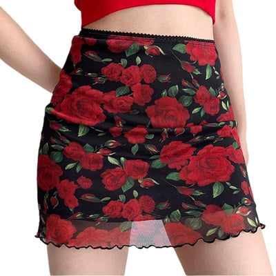 Damen Miniröcke mit floralem Design Fudus