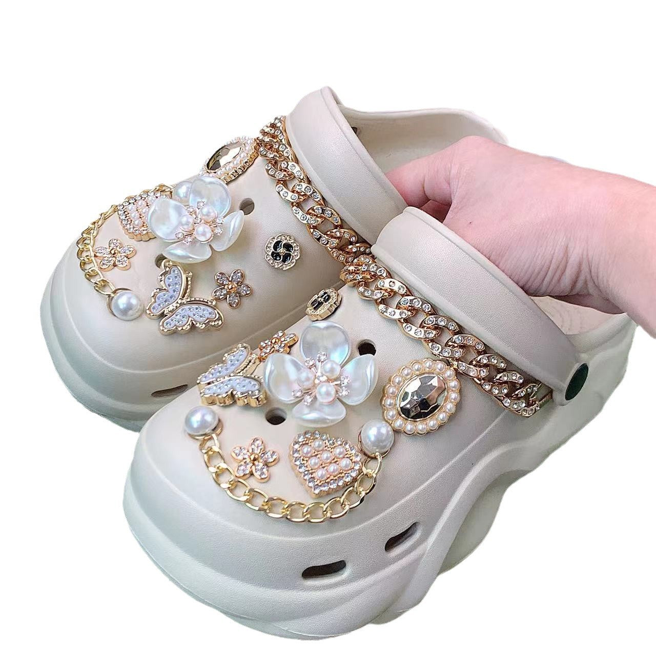 Damen Glamouröse Clogs mit funkelnden Schmuckdetails und hochwertiger Verarbeitung Fudus