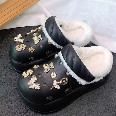 Damen Kuschelige Clogs mit glamourösen Verzierungen Fudus