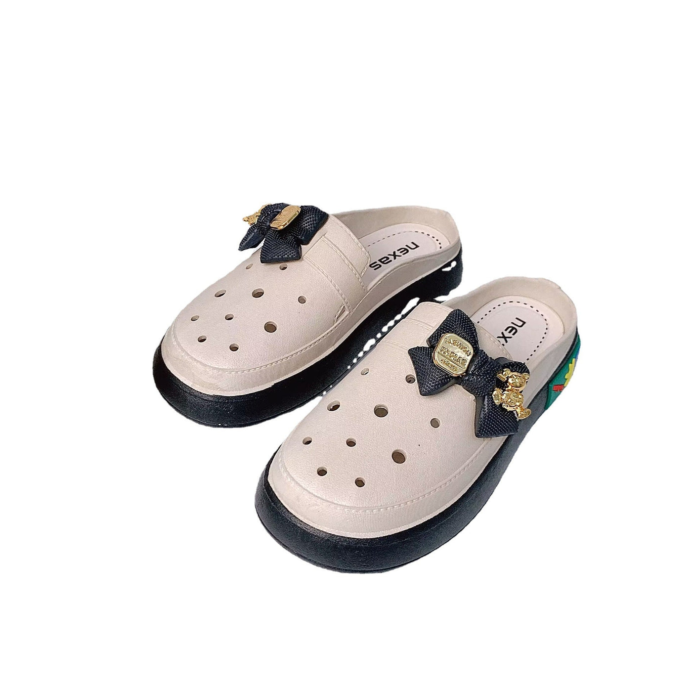 Damen modische Clogs mit elegantem Schleifen-Akzent und rutschfester Sohle Fudus