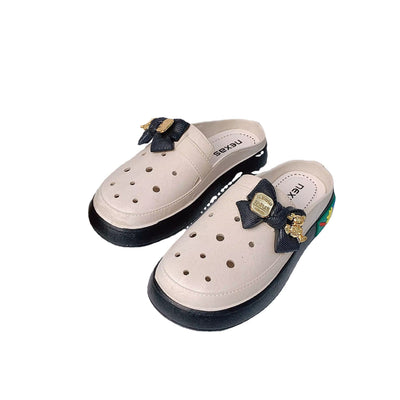 Damen modische Clogs mit elegantem Schleifen-Akzent und rutschfester Sohle Fudus