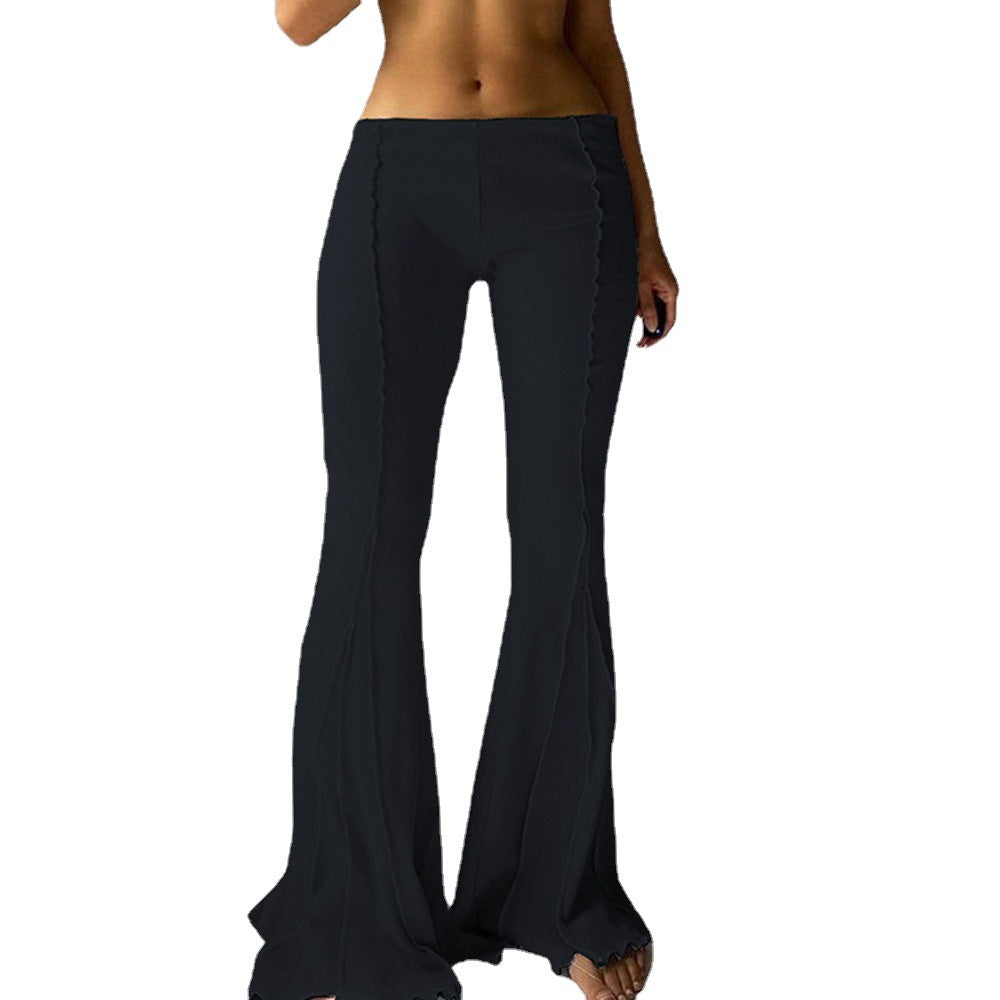 Damen Flared Hosen mit strukturiertem Stoff und seitlichen Schlitzdetails Fudus