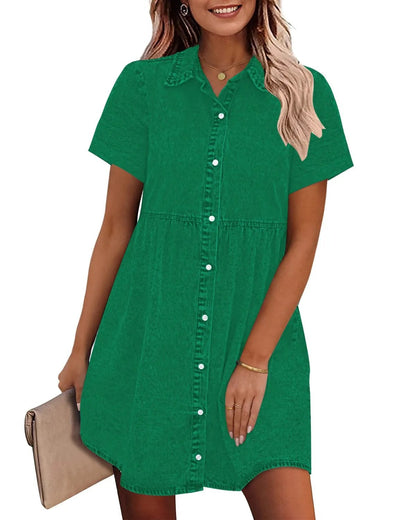 Damen Jeanshemdkleid im lässigen Schnitt mit Knopfdetails Fudus